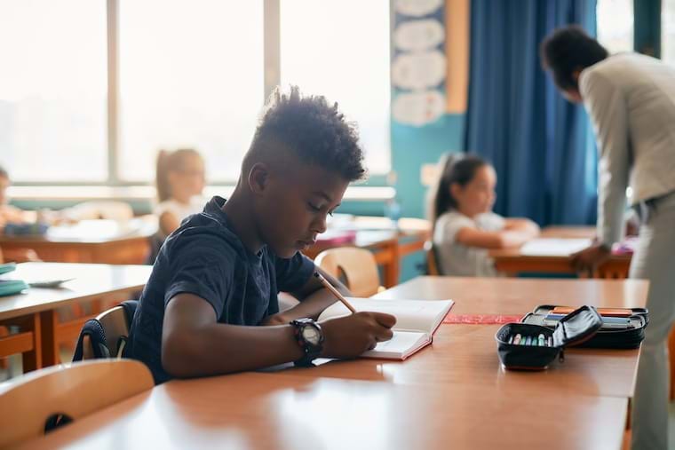 Student in class