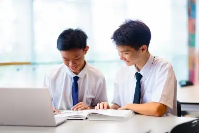 Students working at desk